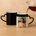 Customized Heart Handle Black Magic Mug