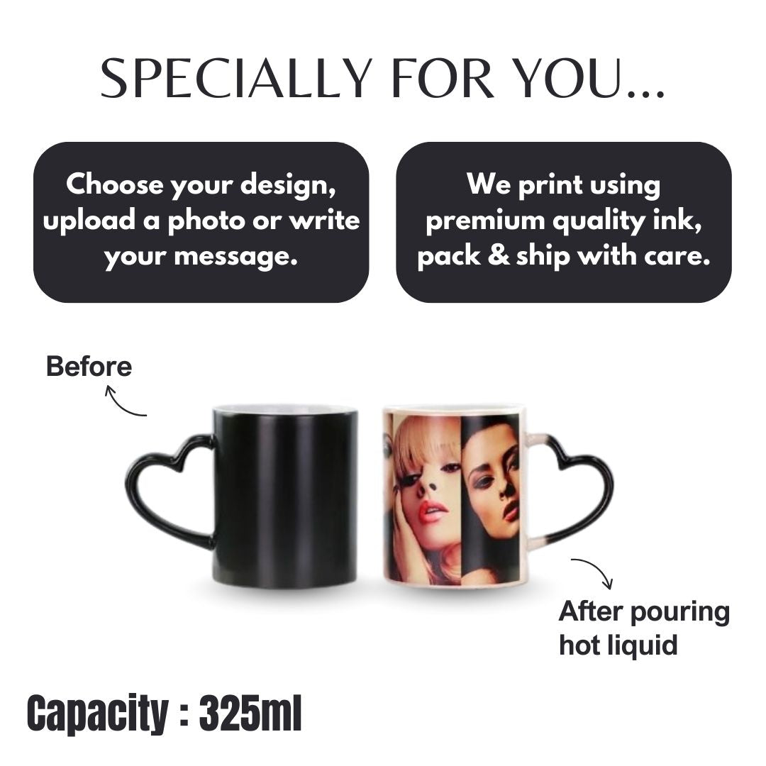 Customized Heart Handle Magic Mug