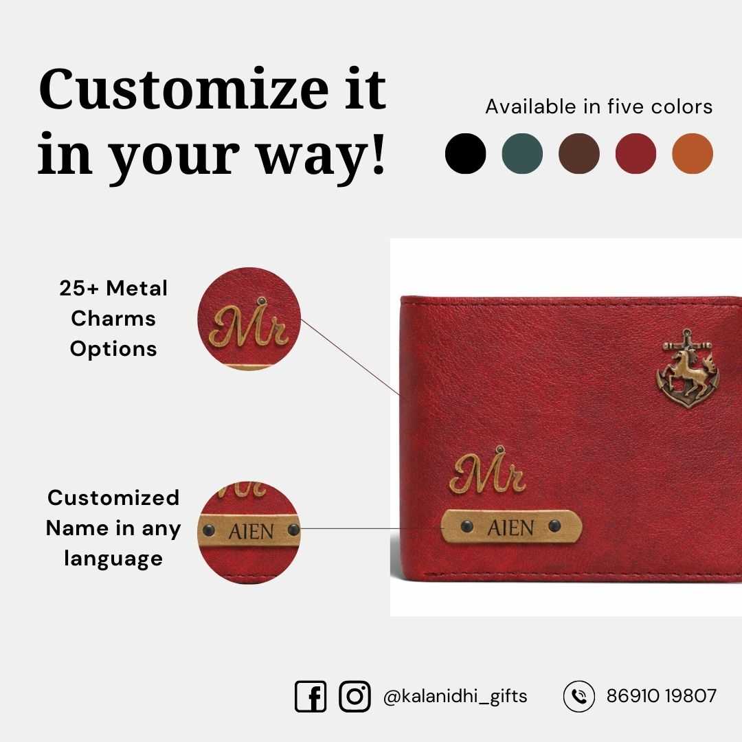Personalized RFID Protected Vegan Leather Coin Pocket Wallet - Maroon