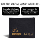Personalized RFID Protected Vegan Leather Coin Pocket Wallet - Black