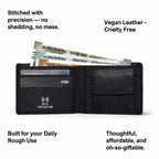 Personalized RFID Protected Vegan Leather Coin Pocket Wallet - Black
