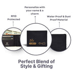 Personalized RFID Protected Vegan Leather Coin Pocket Wallet - Black