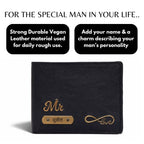 Personalized RFID Protected Chain Wallet with Card Holder - Black