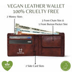 Personalized RFID Protected Vegan Leather Coin Pocket Wallet - Brown