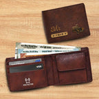 Personalized RFID Protected Vegan Leather Coin Pocket Wallet - Brown