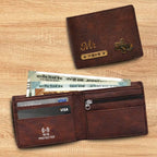 Personalized RFID Protected Chain Wallet with Card Holder - Brown
