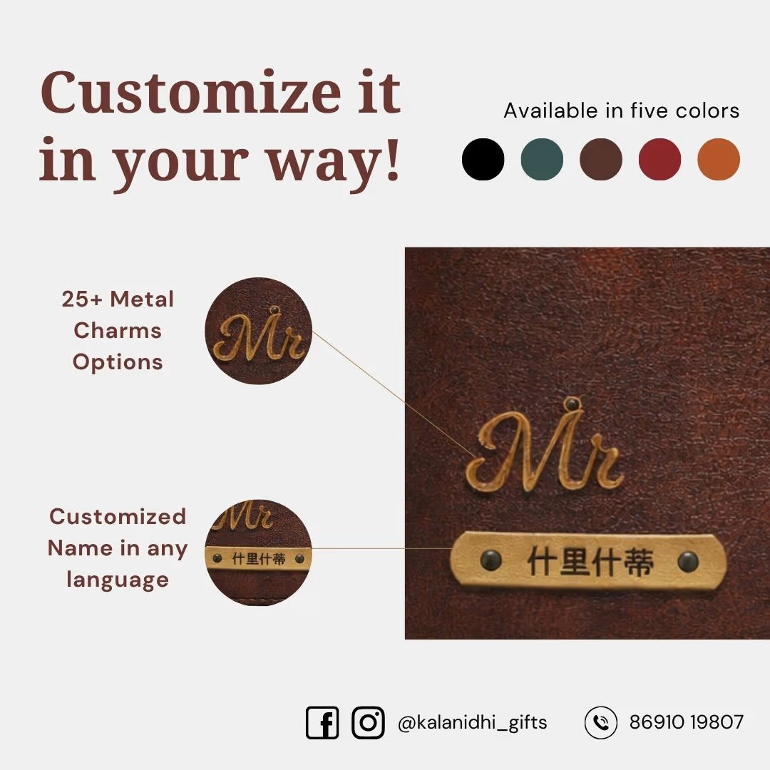 Personalized RFID Protected Chain Wallet with Card Holder - Brown