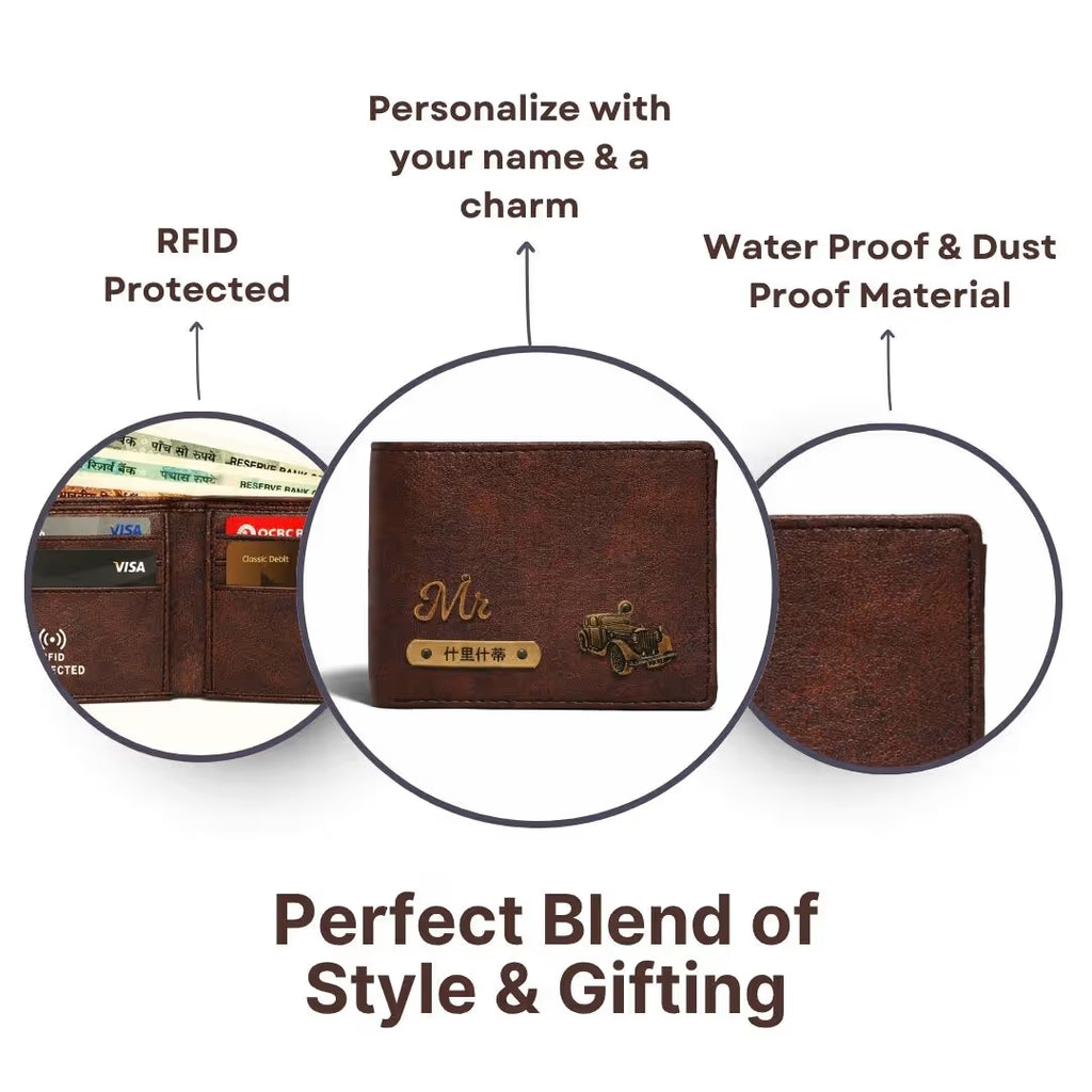 Personalized RFID Protected Vegan Leather for Men Wallet