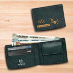 Personalized RFID Protected Vegan Leather Coin Pocket Wallet - Brown