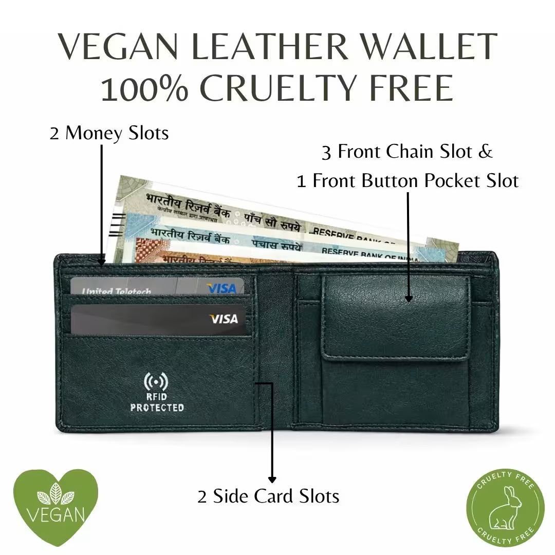 Personalized RFID Protected Vegan Leather Coin Pocket Wallet