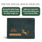 Personalized RFID Protected Vegan Leather Coin Pocket Wallet - Forest Green