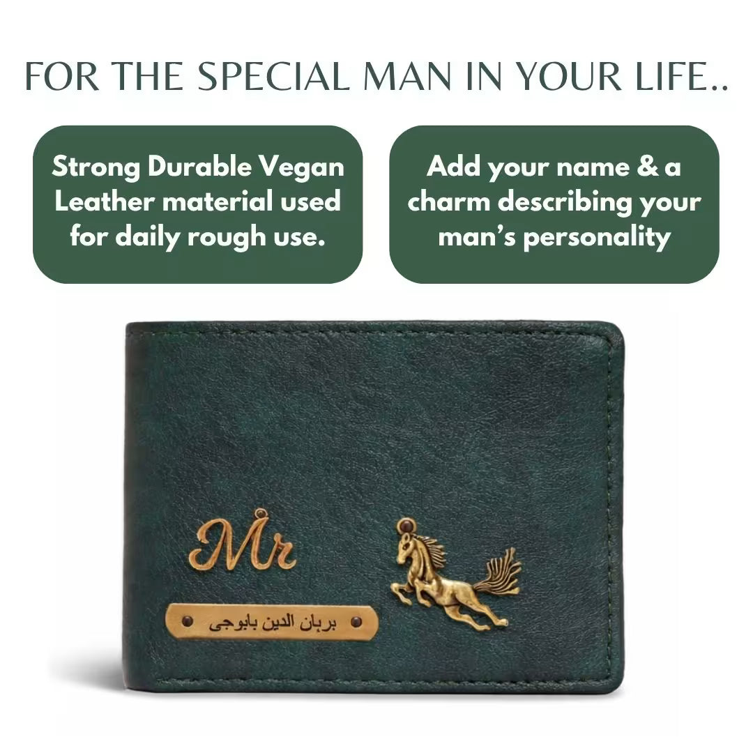Personalized RFID Protected Vegan Leather Coin Pocket Wallet - Brown