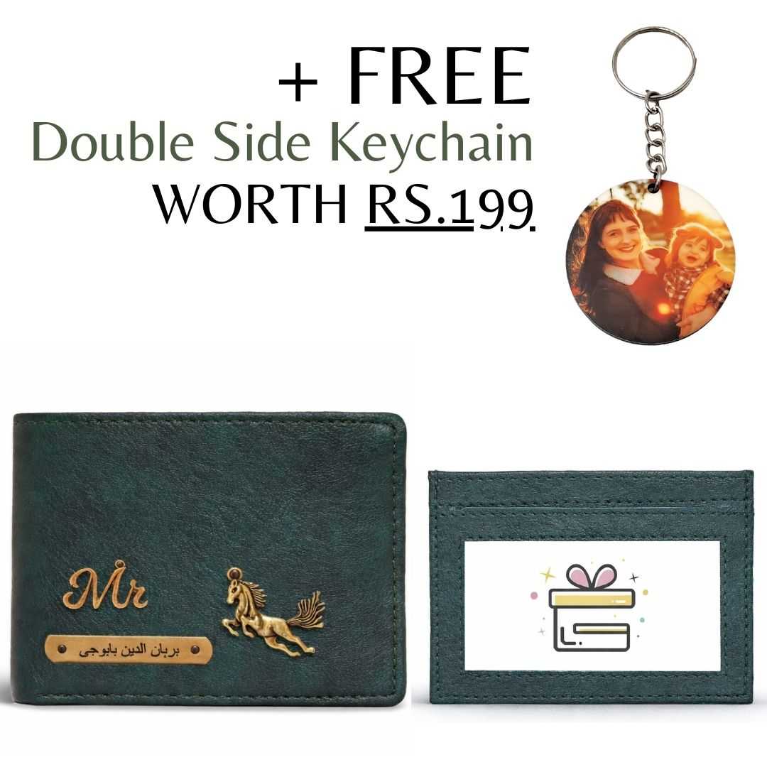 Personalized RFID Protected Chain Wallet with Card Holder - Green