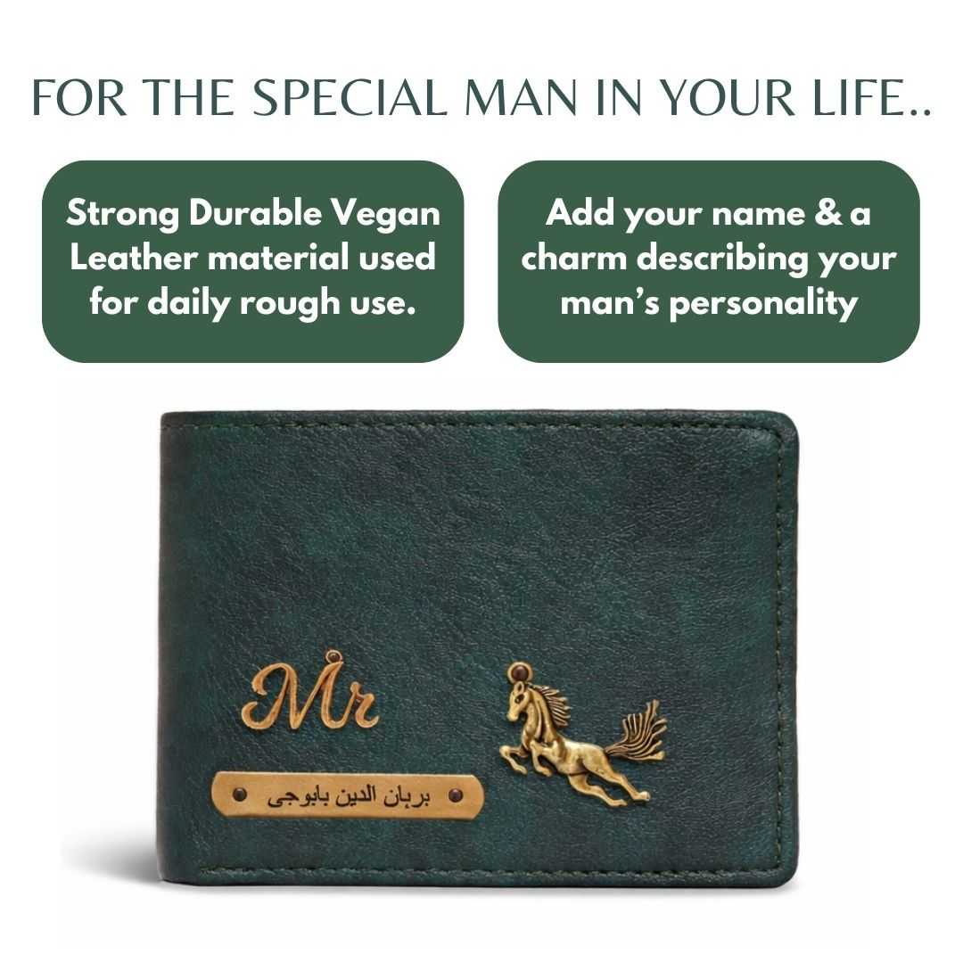 Personalized RFID Protected Chain Wallet with Card Holder - Green