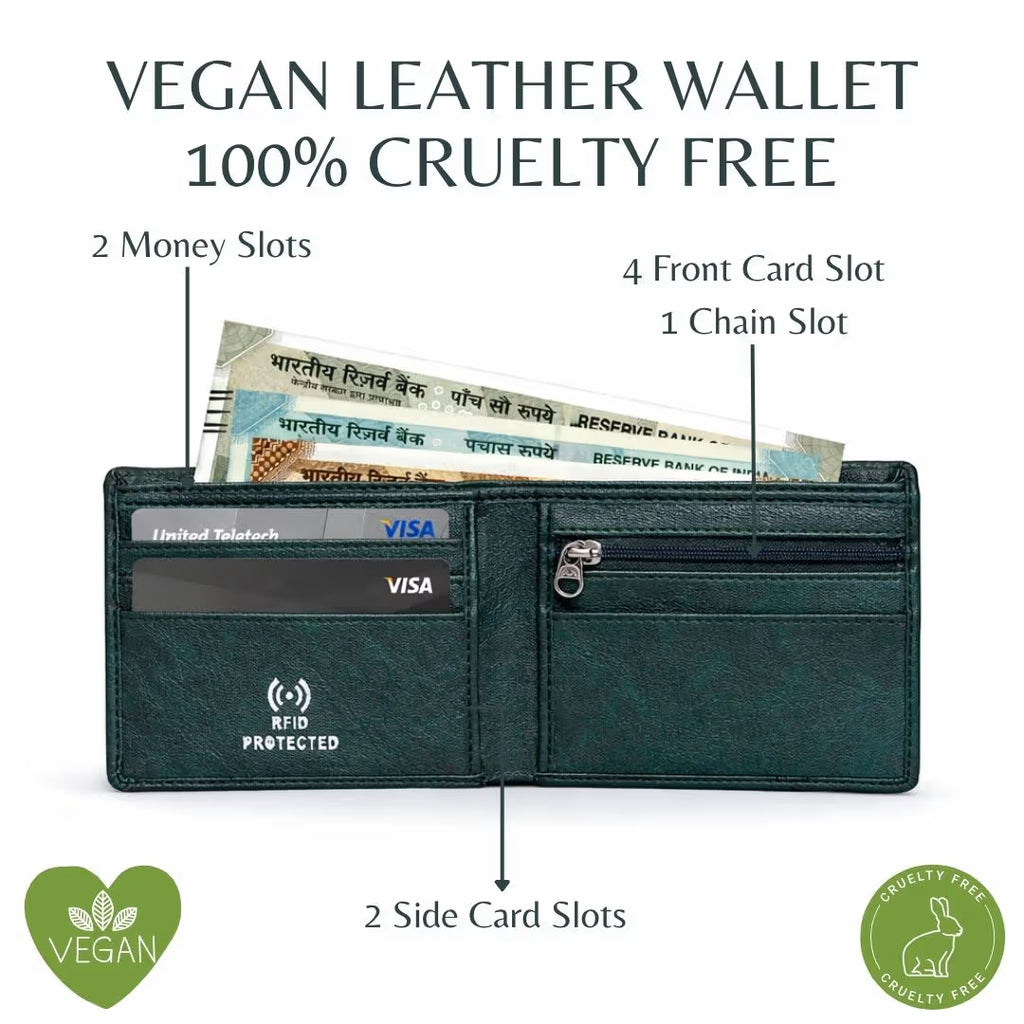 Personalized RFID Protected Chain Wallet with Card Holder - Green