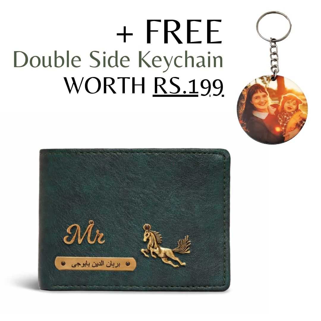 Personalized RFID Protected Vegan Leather for Men Wallet - Green