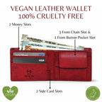 Personalized RFID Protected Vegan Leather Coin Pocket Wallet - Maroon