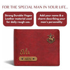 Personalized RFID Protected Vegan Leather Coin Pocket Wallet - Maroon