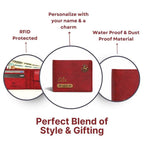 Personalized RFID Protected Vegan Leather Coin Pocket Wallet - Maroon
