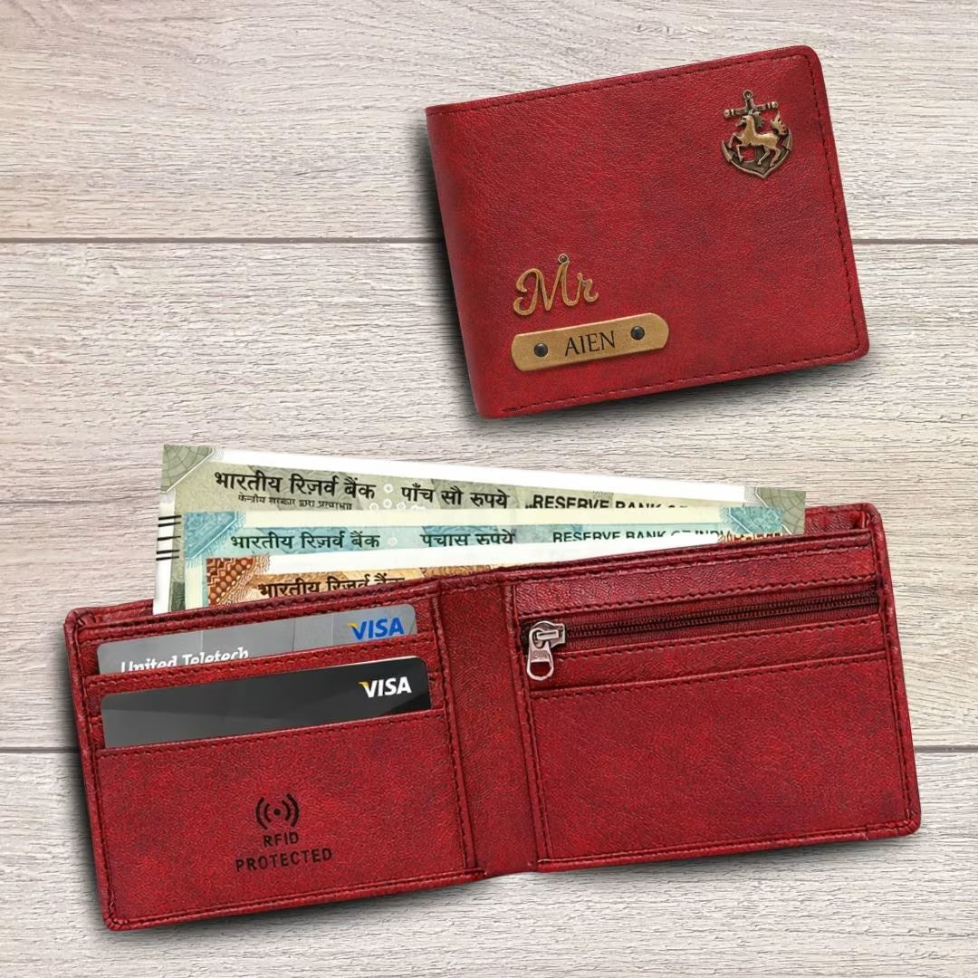 Personalized RFID Protected Chain Wallet with Card Holder