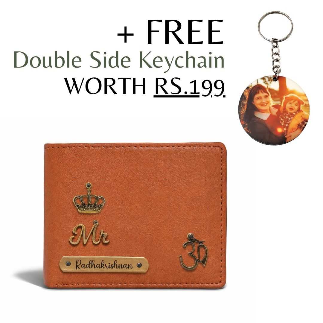 Personalized RFID Protected Vegan Leather Coin Pocket Wallet - Tan