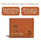 Personalized RFID Protected Vegan Leather Coin Pocket Wallet - Tan