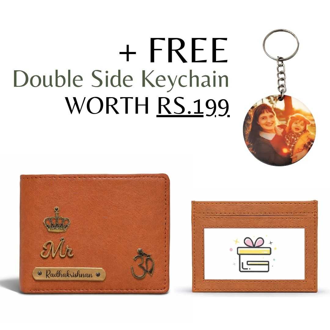 Personalized RFID Protected Chain Wallet with Card Holder - Tan