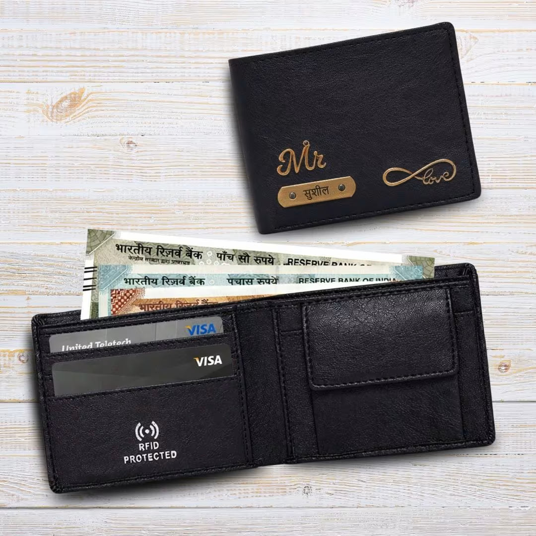 Personalized RFID Protected Vegan Leather Coin Pocket Wallet