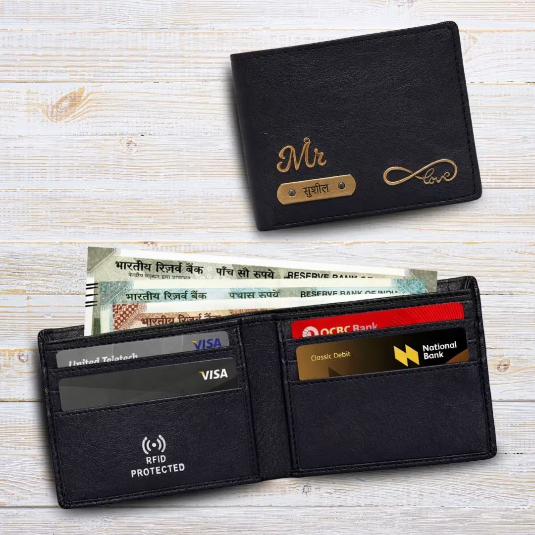 Personalized RFID Protected Vegan Leather for Men Wallet