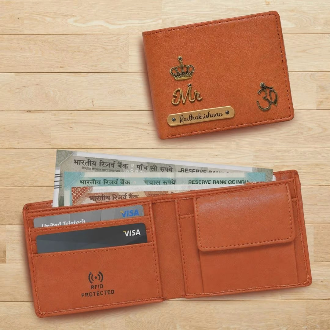 Personalized RFID Protected Vegan Leather Coin Pocket Wallet