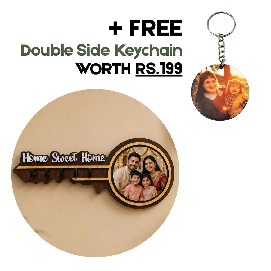 Personalized Key Shaped Photo Wooden Holder