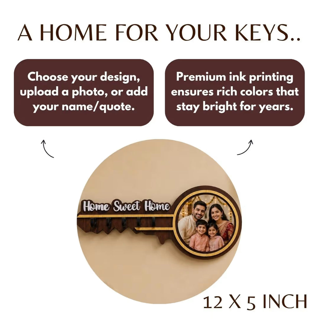 Personalized Key Shaped Photo Wooden Holder