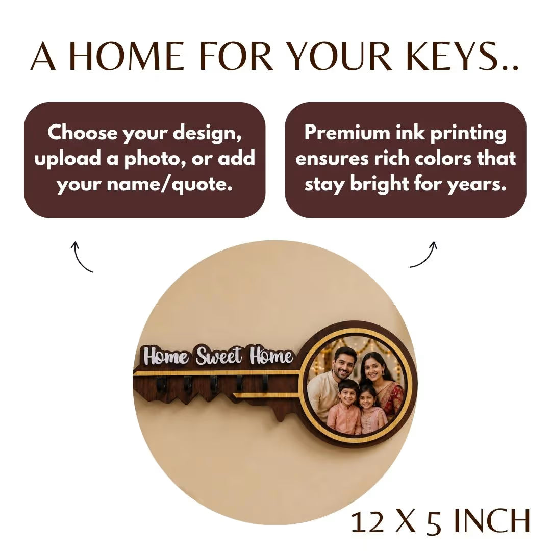 Personalized Key Shaped Photo Wooden Holder
