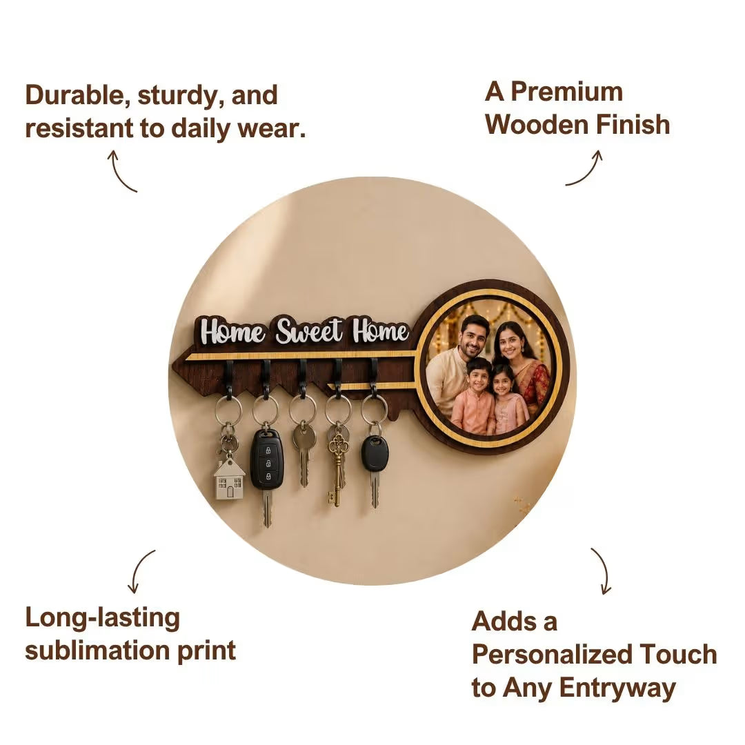 Personalized Key Shaped Photo Wooden Holder