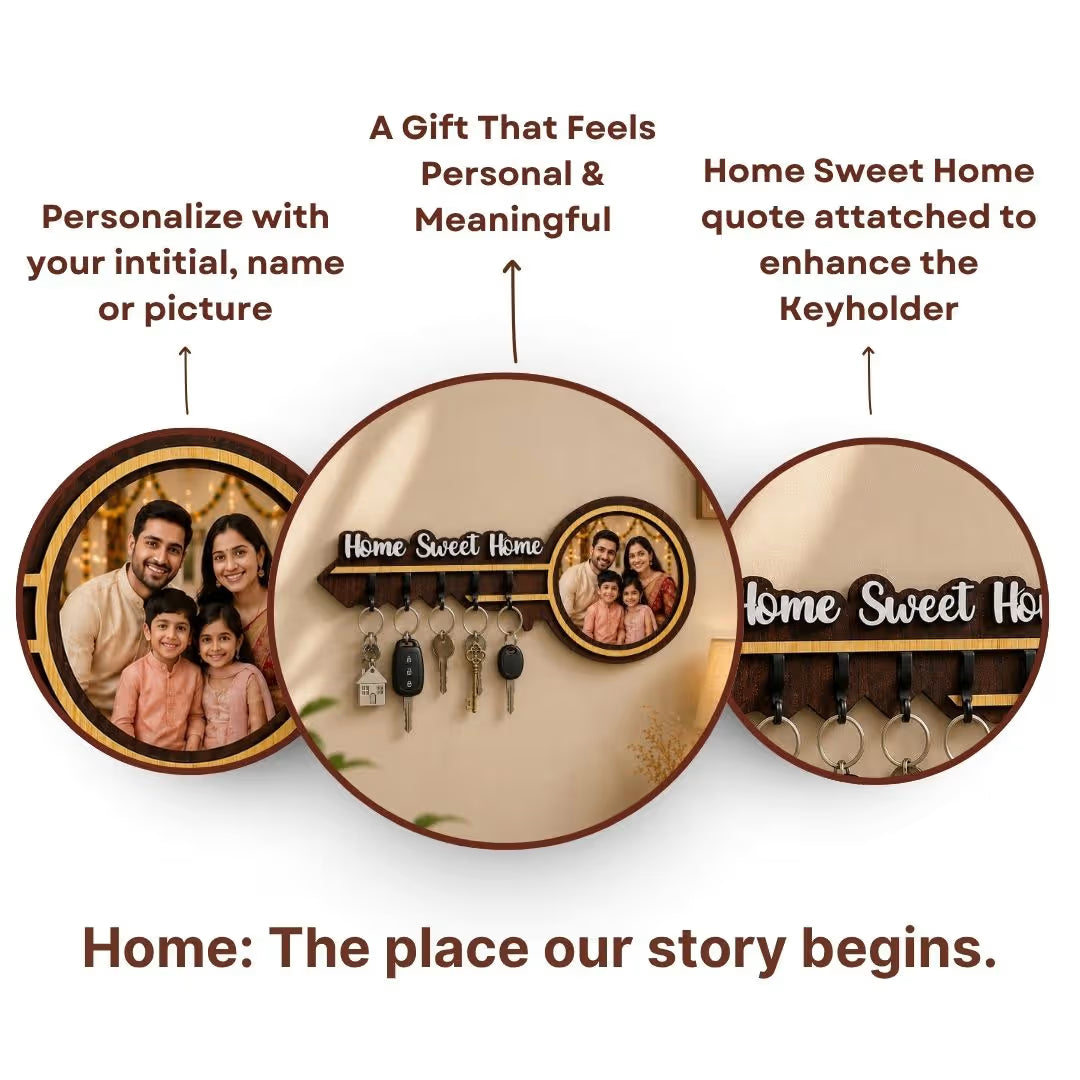 Personalized Key Shaped Photo Wooden Holder