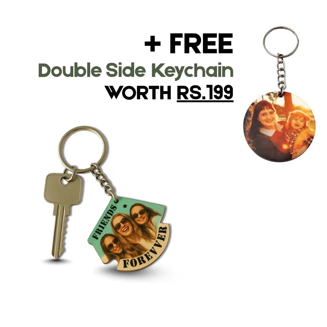 Friends Forever Quote Photo Mdf Keychain