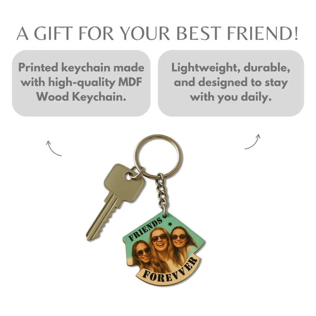 Friends Forever Quote Photo Mdf Keychain