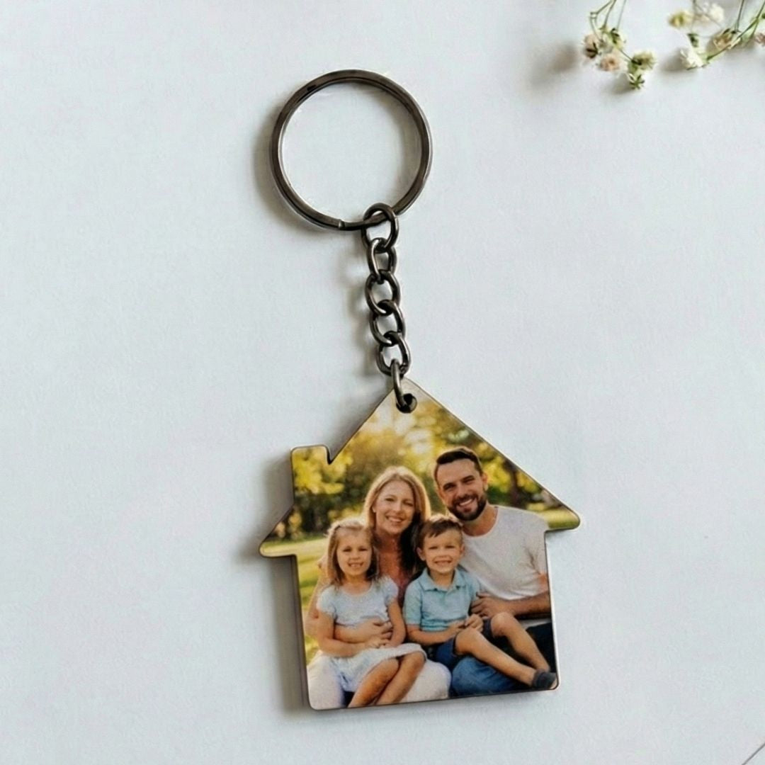 House Mdf Double Side Photo Keychain