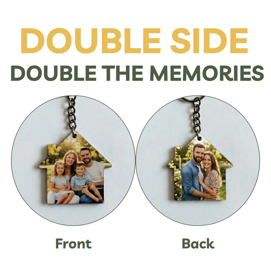 House Mdf Double Side Photo Keychain