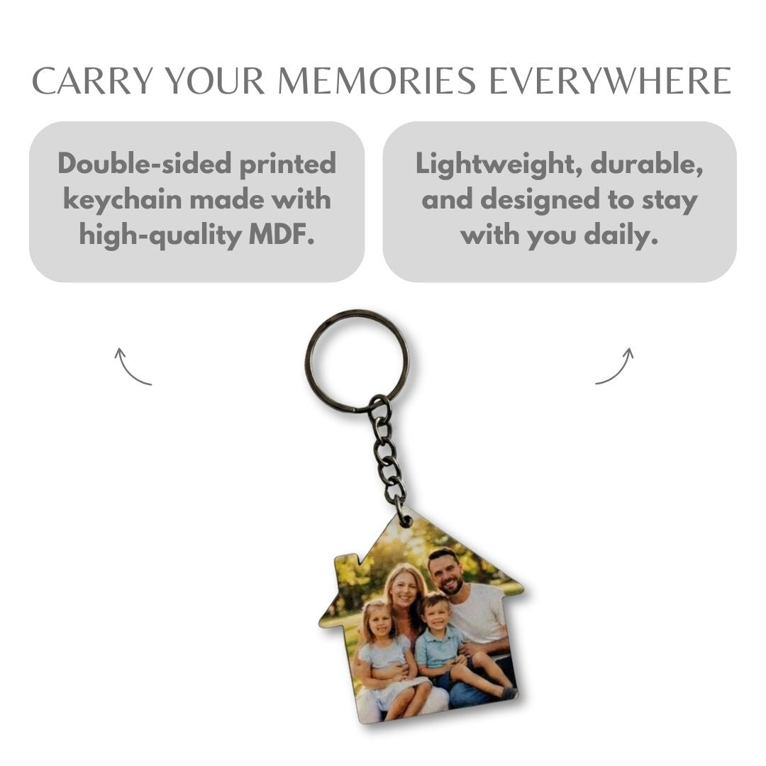 House Mdf Double Side Photo Keychain