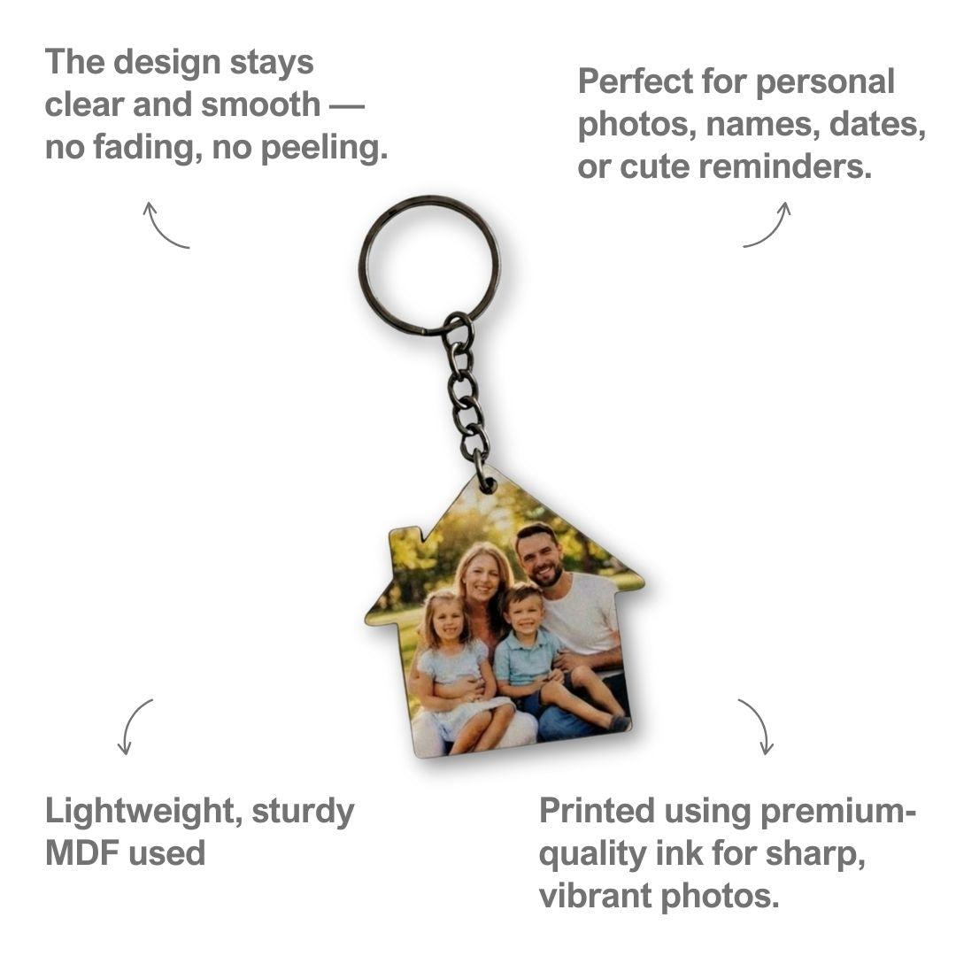 House Mdf Double Side Photo Keychain