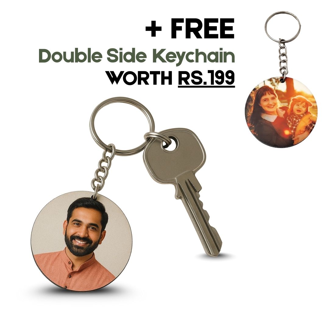 Circle Mdf Double Side Photo Keychain