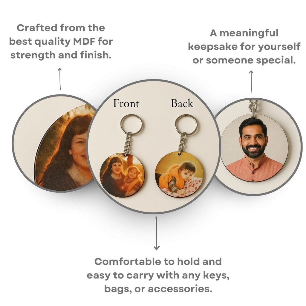 Circle Mdf Double Side Photo Keychain