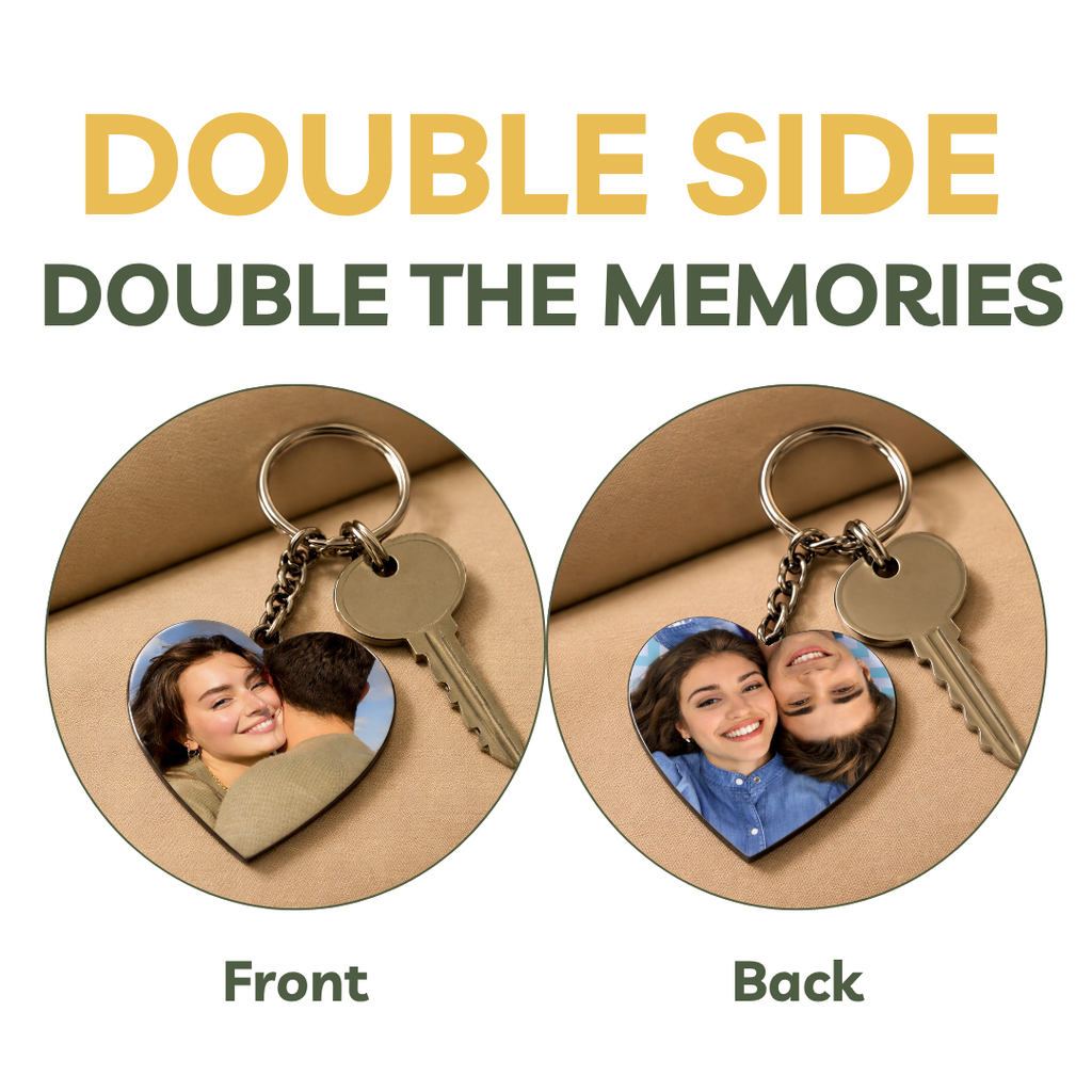 Heart Mdf Double Side Photo Keychain