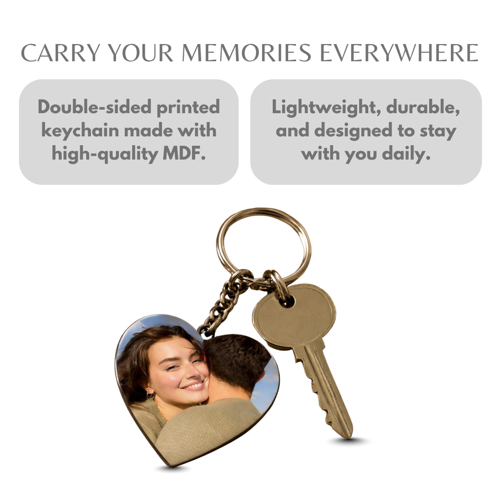Heart Mdf Double Side Photo Keychain