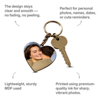 Heart Mdf Double Side Photo Keychain