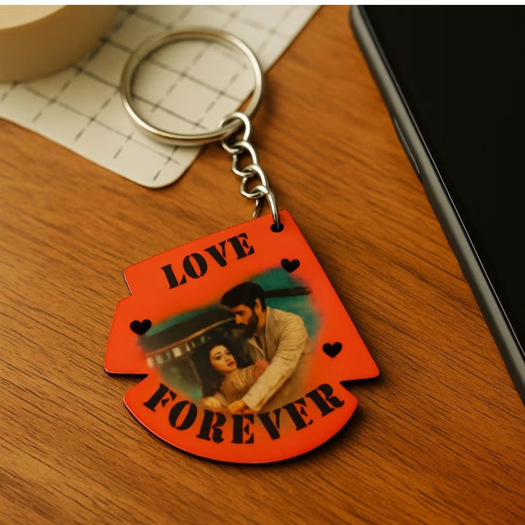 Love Forever Quote Photo Mdf Keychain