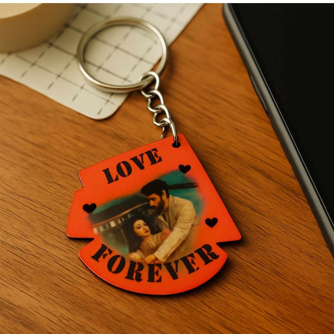 Love Forever Quote Photo Mdf Keychain