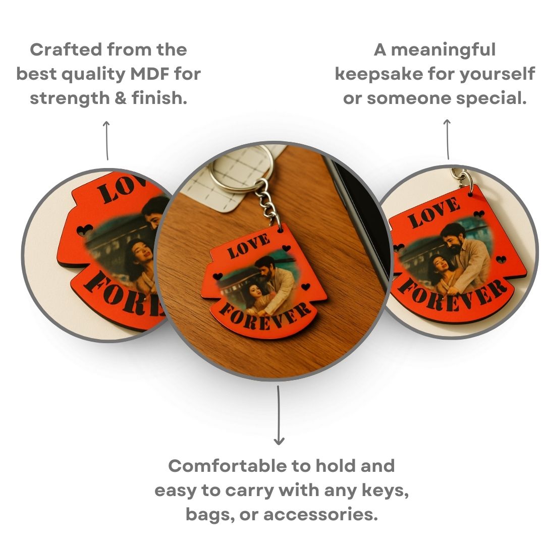 Love Forever Quote Photo Mdf Keychain