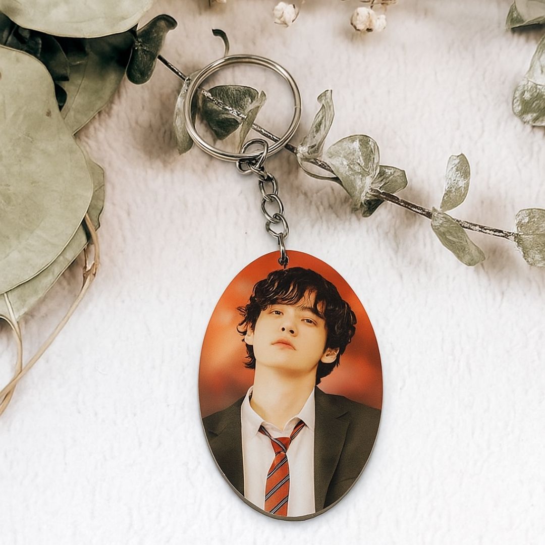 Oval Mdf Double Side Photo Keychain
